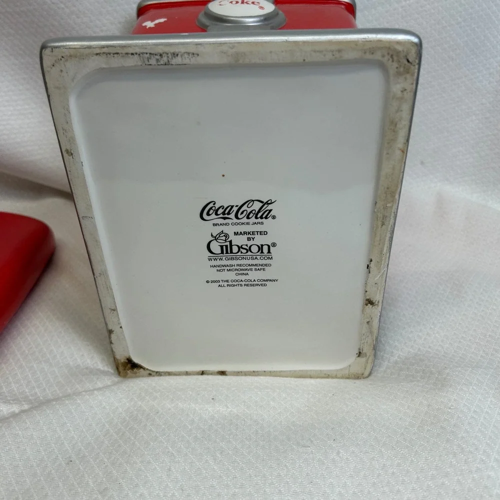 Coca-Cola Soda Fountain Dispenser Ceramic Cookie Jar Gibson 2003 Red Silver